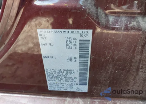 2023 Nissan Altima Sv Fwd z USA, uszkodzony, nr VIN 1N4BL4DV6PN421026